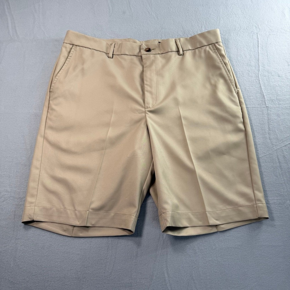 Greg Norman Golf Shorts Mens 36 Khaki Tan Performance Flat Front